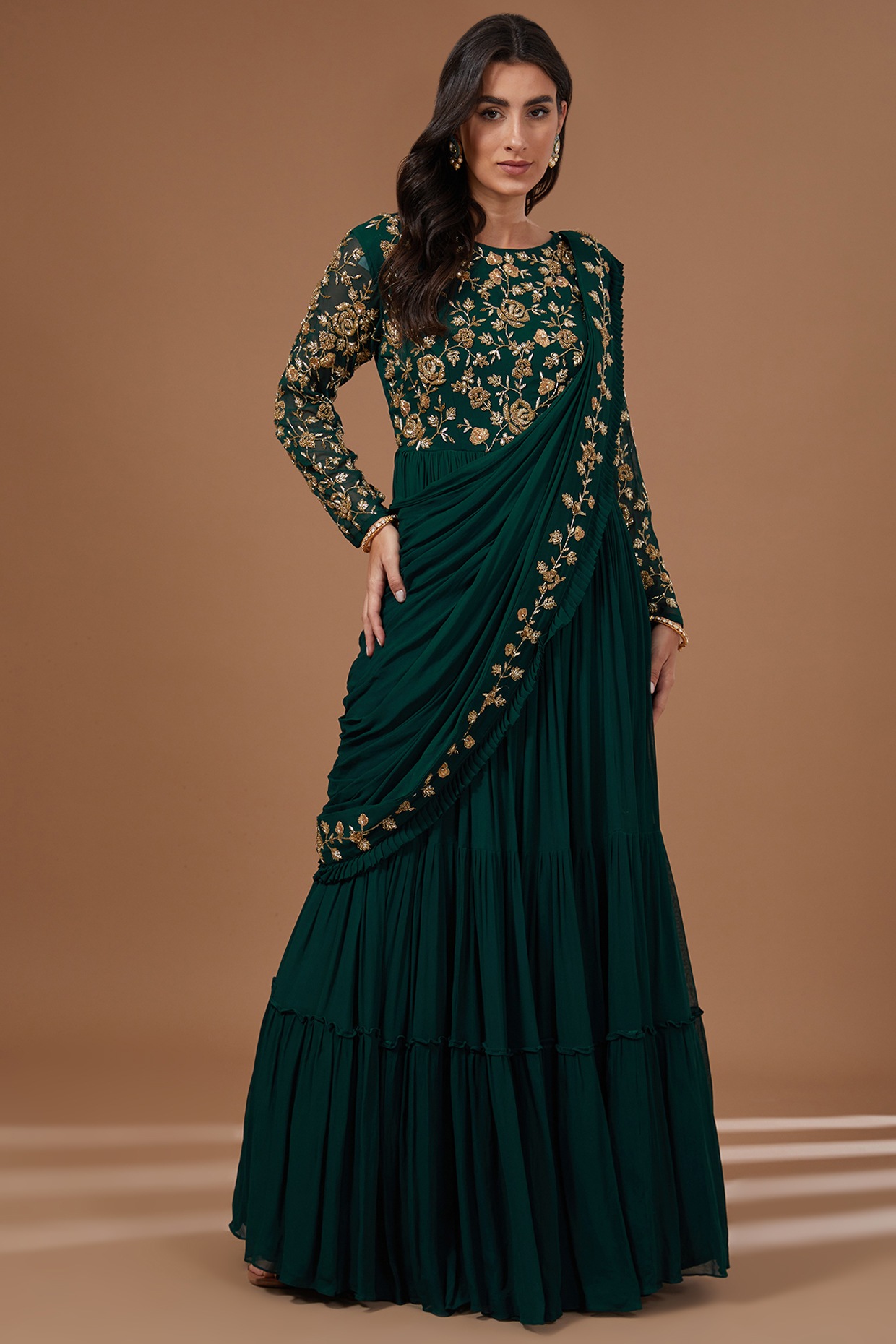 Cosmos Saree Gown - Unique Indian Fusion Wear – Amit GT Couture
